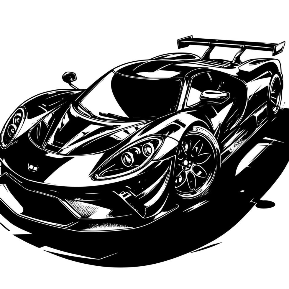 noir et blanc illustration de une hypercar des sports voiture vecteur