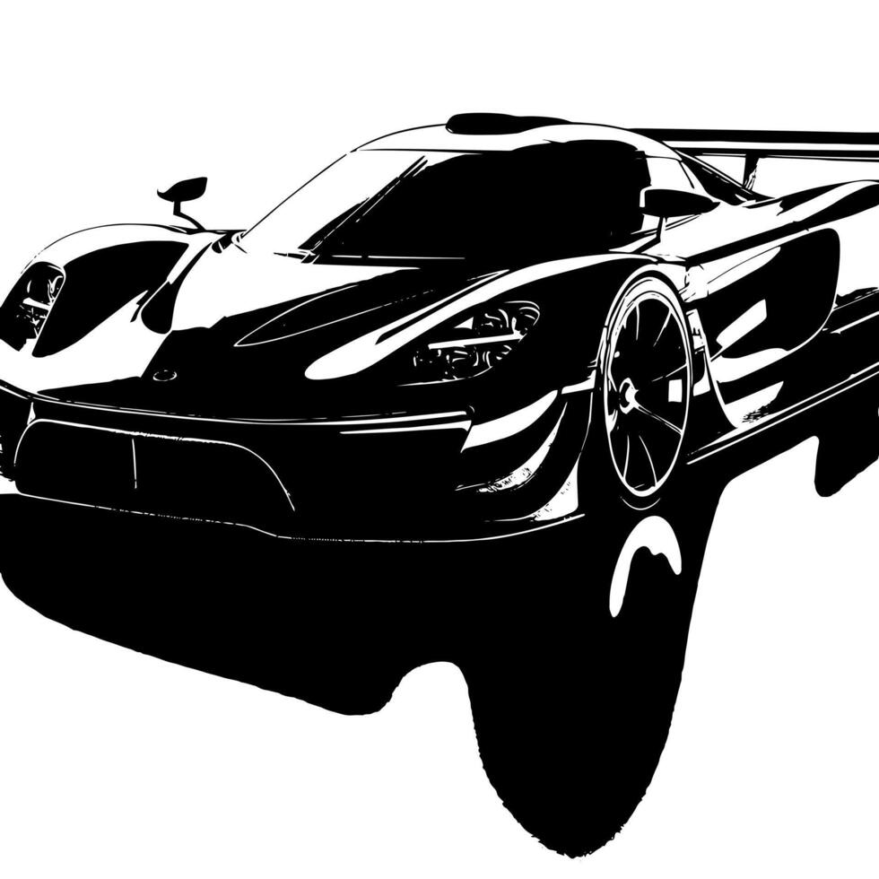 noir et blanc illustration de une hypercar des sports voiture vecteur