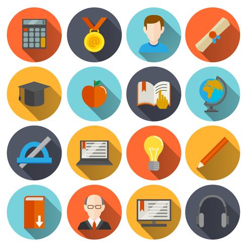 e-learning icons flat vecteur