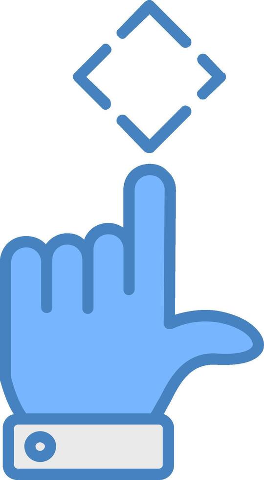 gestes ligne rempli bleu icône vecteur
