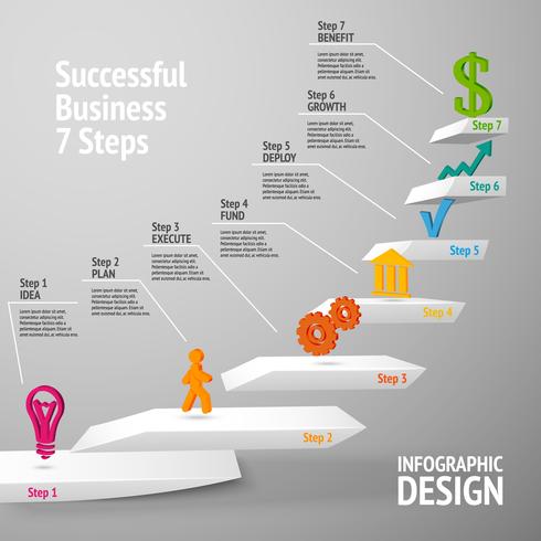 Infographie d&#39;escalier entreprise réussie vecteur