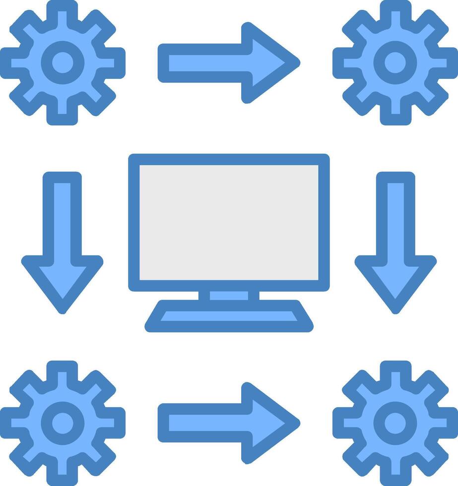 flux de travail ligne rempli bleu icône vecteur