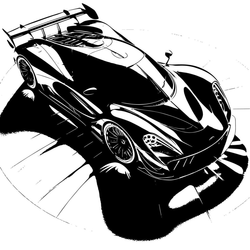 noir et blanc illustration de une hypercar des sports voiture vecteur