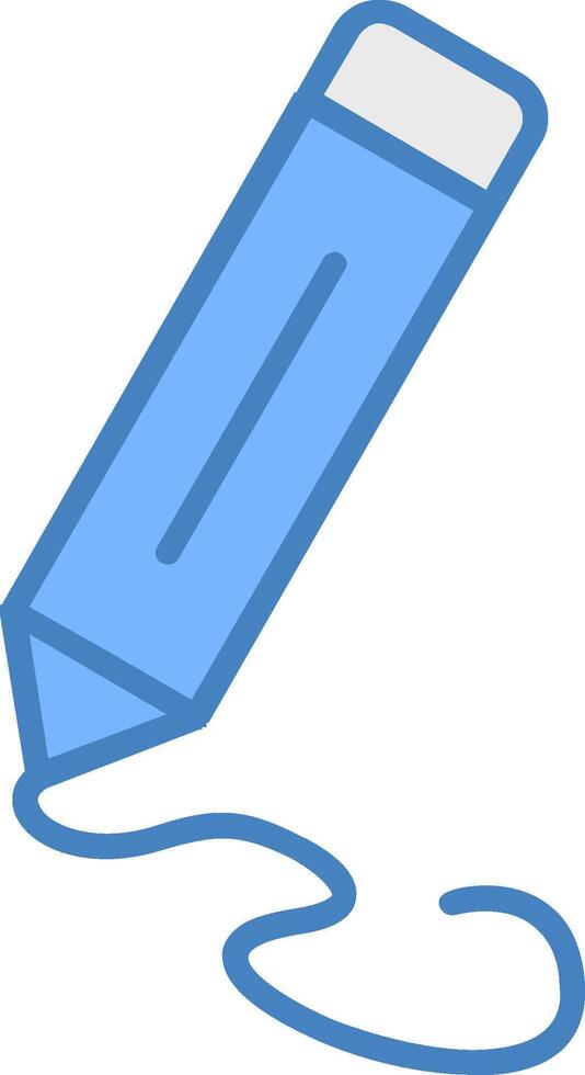 crayon ligne rempli bleu icône vecteur