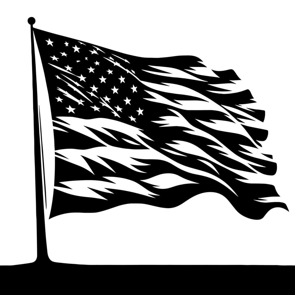 noir et blanc illustration de le Etats-Unis drapeau vecteur