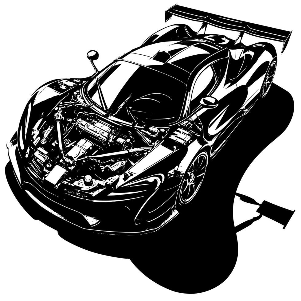 noir et blanc illustration de une hypercar des sports voiture vecteur