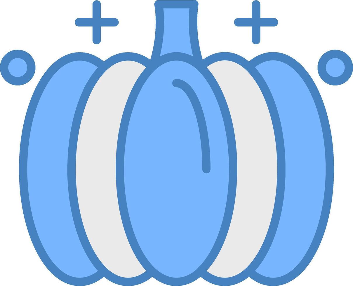 citrouille ligne rempli bleu icône vecteur