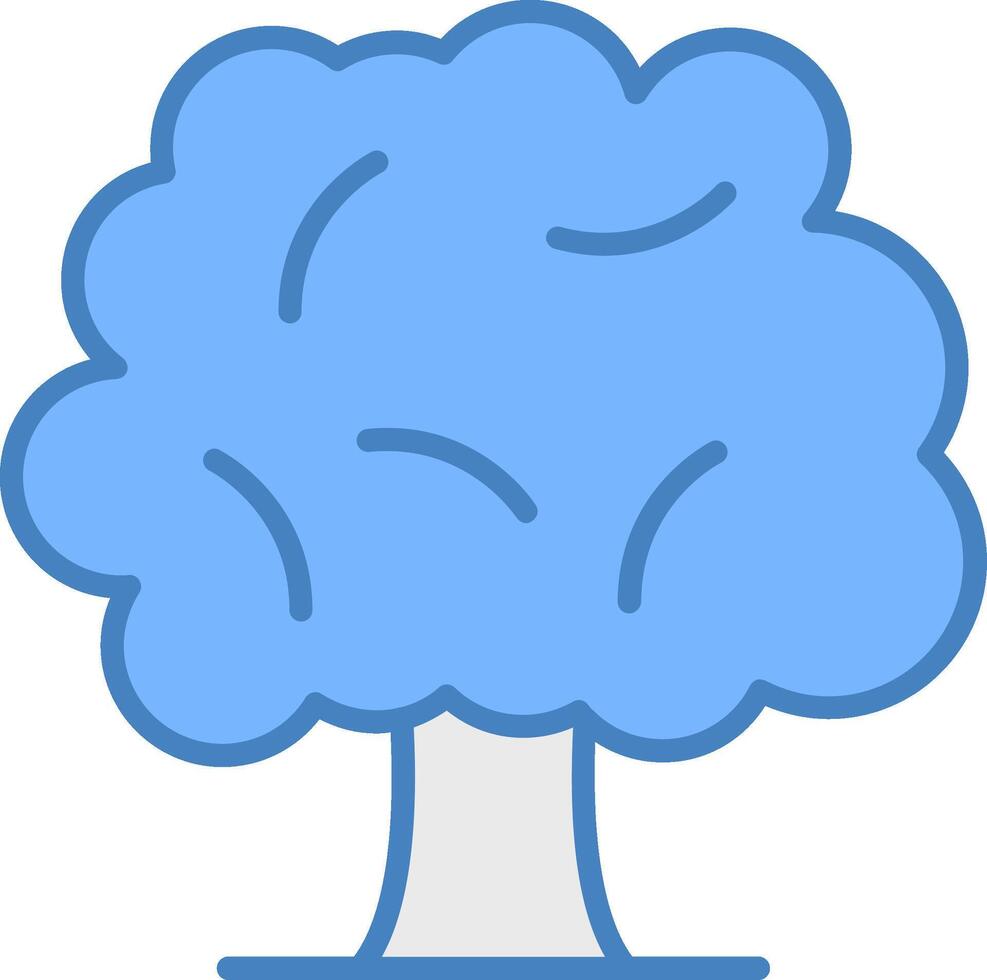 arbre ligne rempli bleu icône vecteur