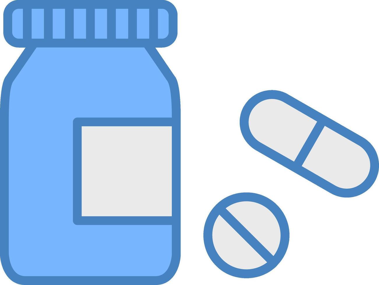 pilules bouteille ligne rempli bleu icône vecteur