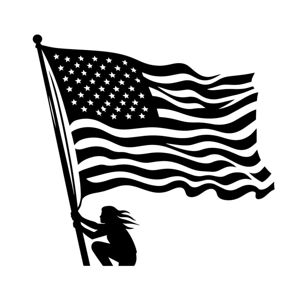 noir et blanc illustration de le Etats-Unis drapeau vecteur