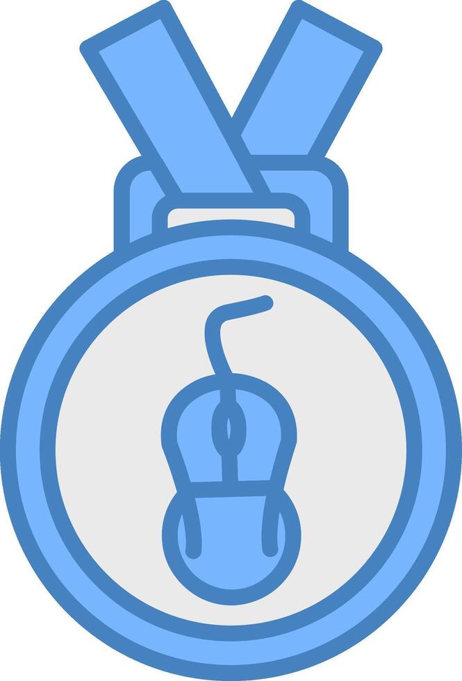 médaille ligne rempli bleu icône vecteur