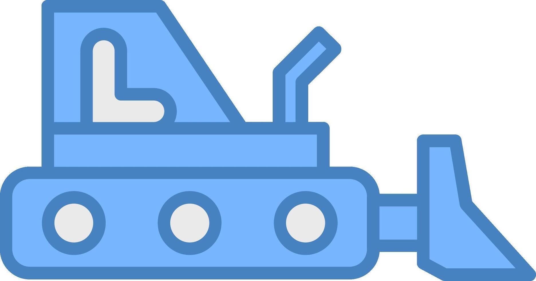 bulldozer ligne rempli bleu icône vecteur