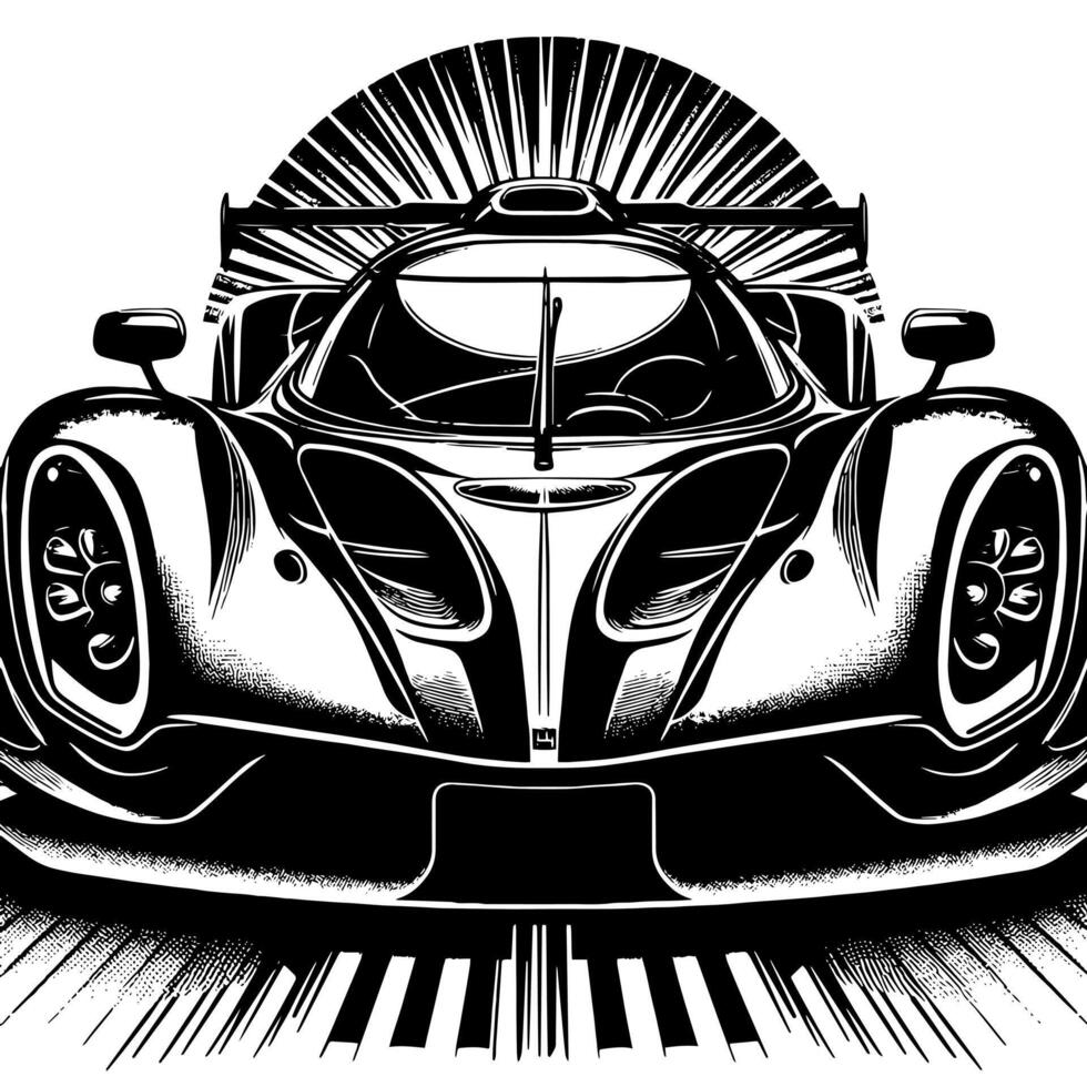 noir et blanc illustration de une hypercar des sports voiture vecteur