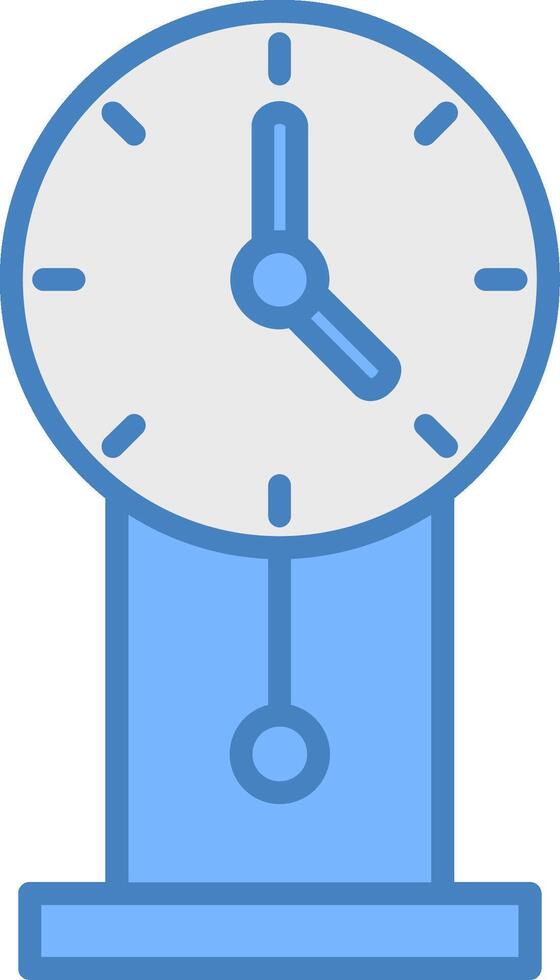 l'horloge ligne rempli bleu icône vecteur