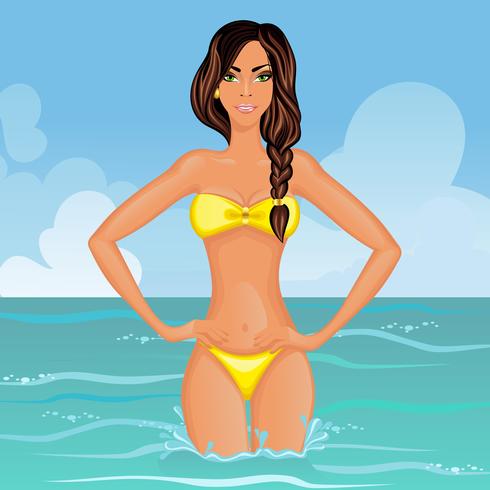 Bikini Fille Jaune vecteur