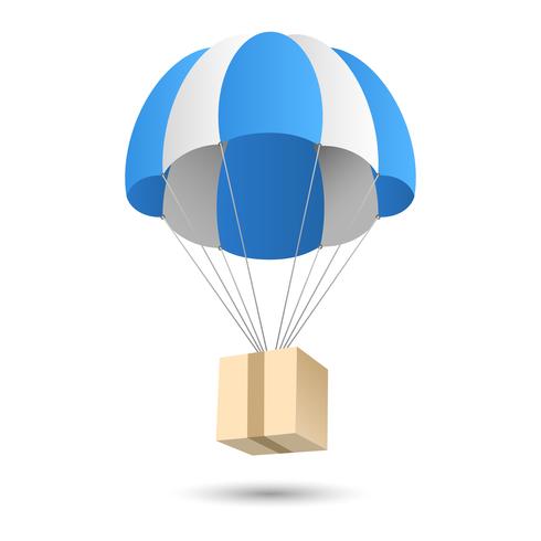 Emblème de concept de livraison de cadeau de parachute vecteur