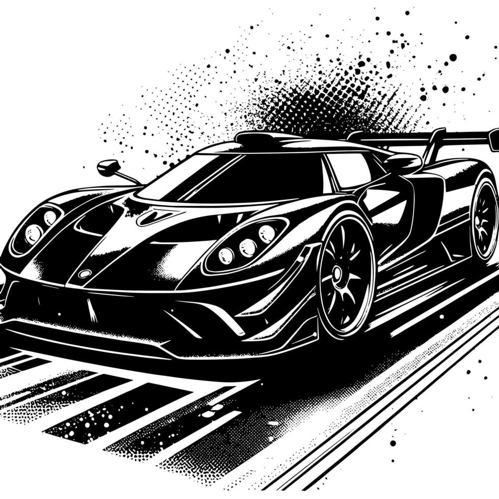 noir et blanc illustration de une hypercar des sports voiture vecteur