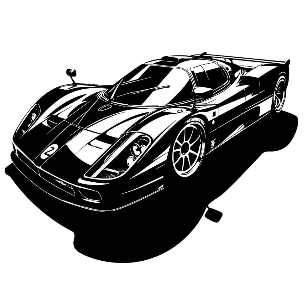 noir et blanc illustration de une hypercar des sports voiture vecteur