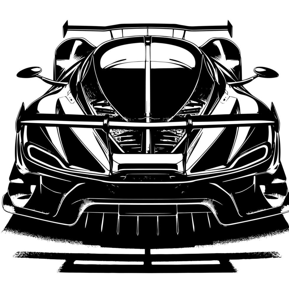 noir et blanc illustration de une hypercar des sports voiture vecteur