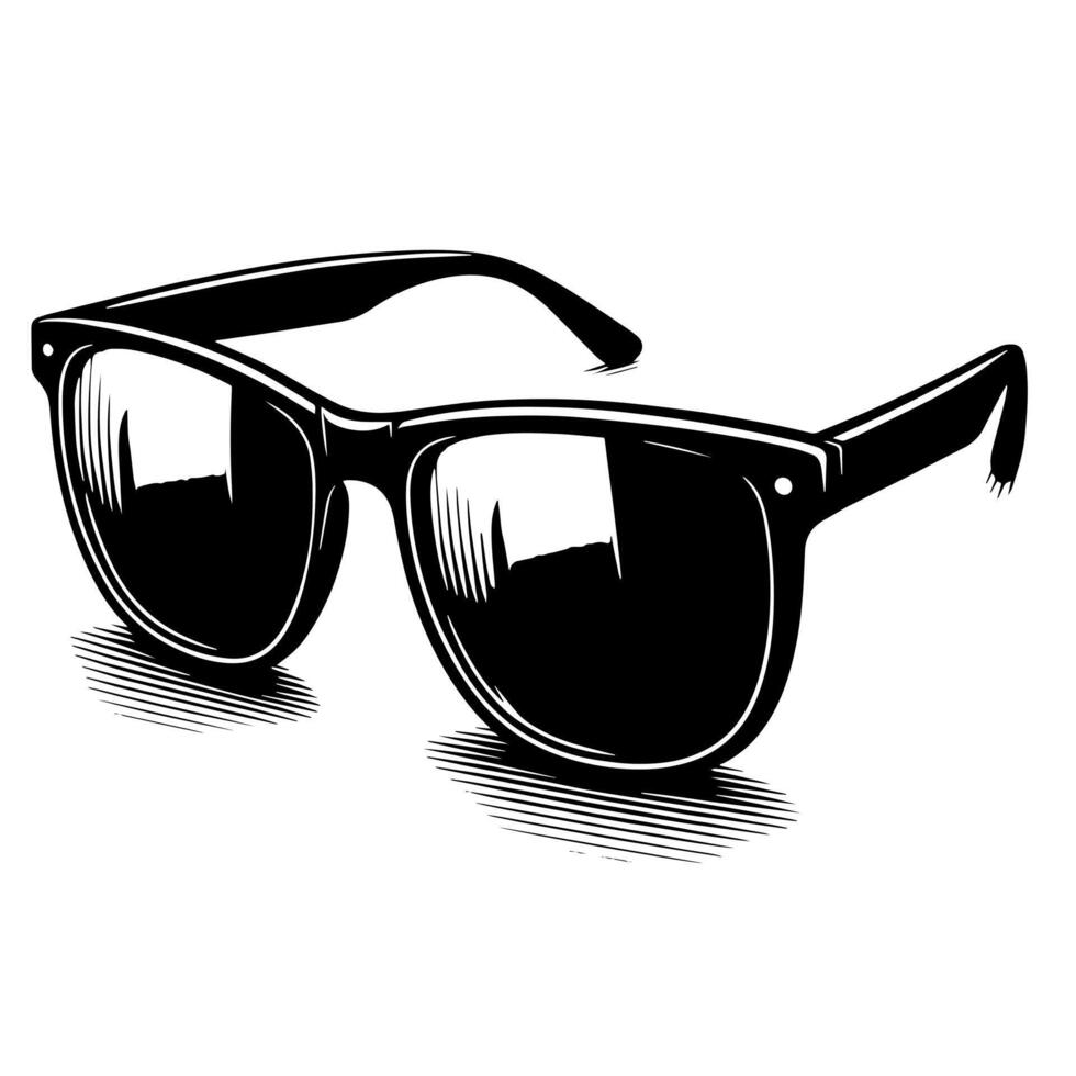 noir et blanc illustration de moderne noir des lunettes de soleil vecteur