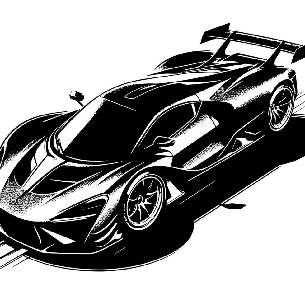 noir et blanc illustration de une hypercar des sports voiture vecteur