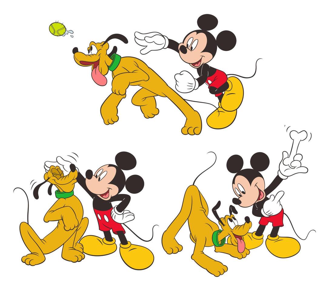 disney Animé personnages ensemble mickey Souris et Pluton dessin animé vecteur