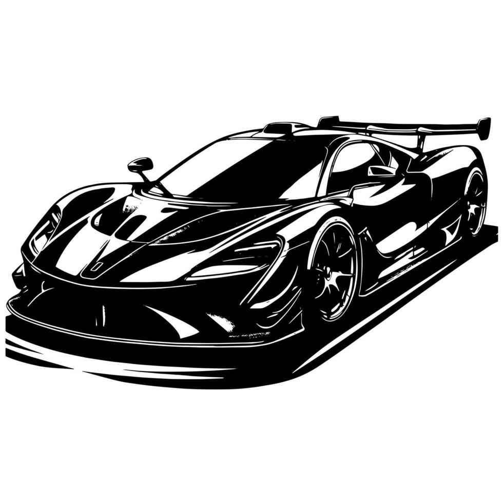 noir et blanc illustration de une hypercar des sports voiture vecteur