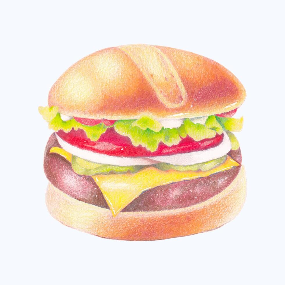 mignonne aquarelle Hamburger clipart - Télécharger délicieux Burger art vecteur