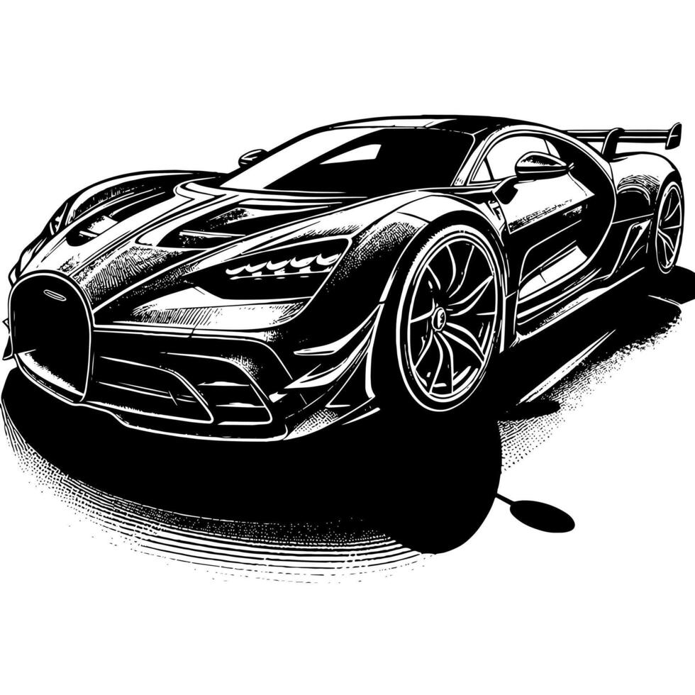 noir et blanc illustration de une hypercar des sports voiture vecteur