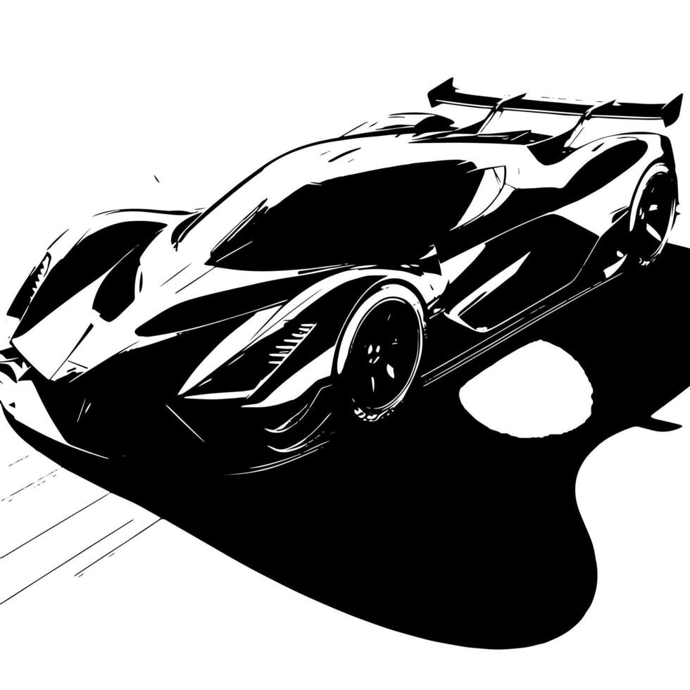 noir et blanc illustration de une hypercar des sports voiture vecteur