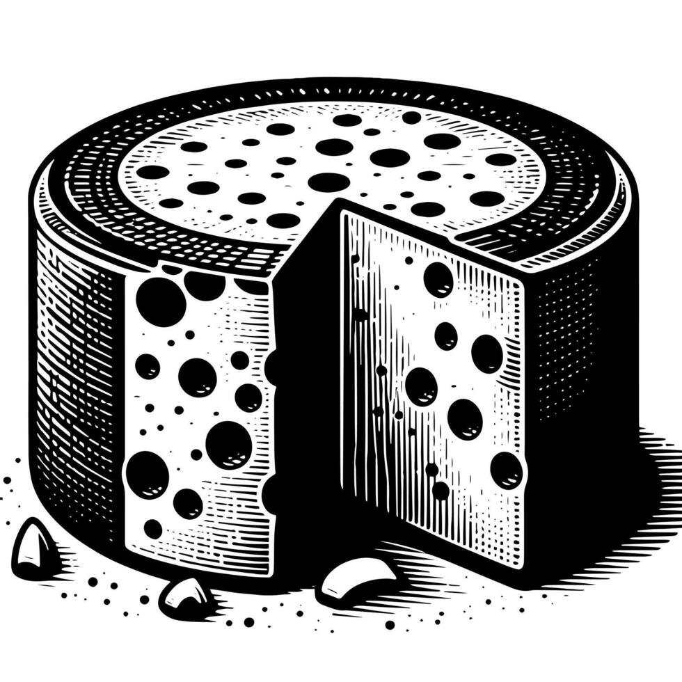 noir et blanc illustration de une traditionnel Suisse fromage vecteur