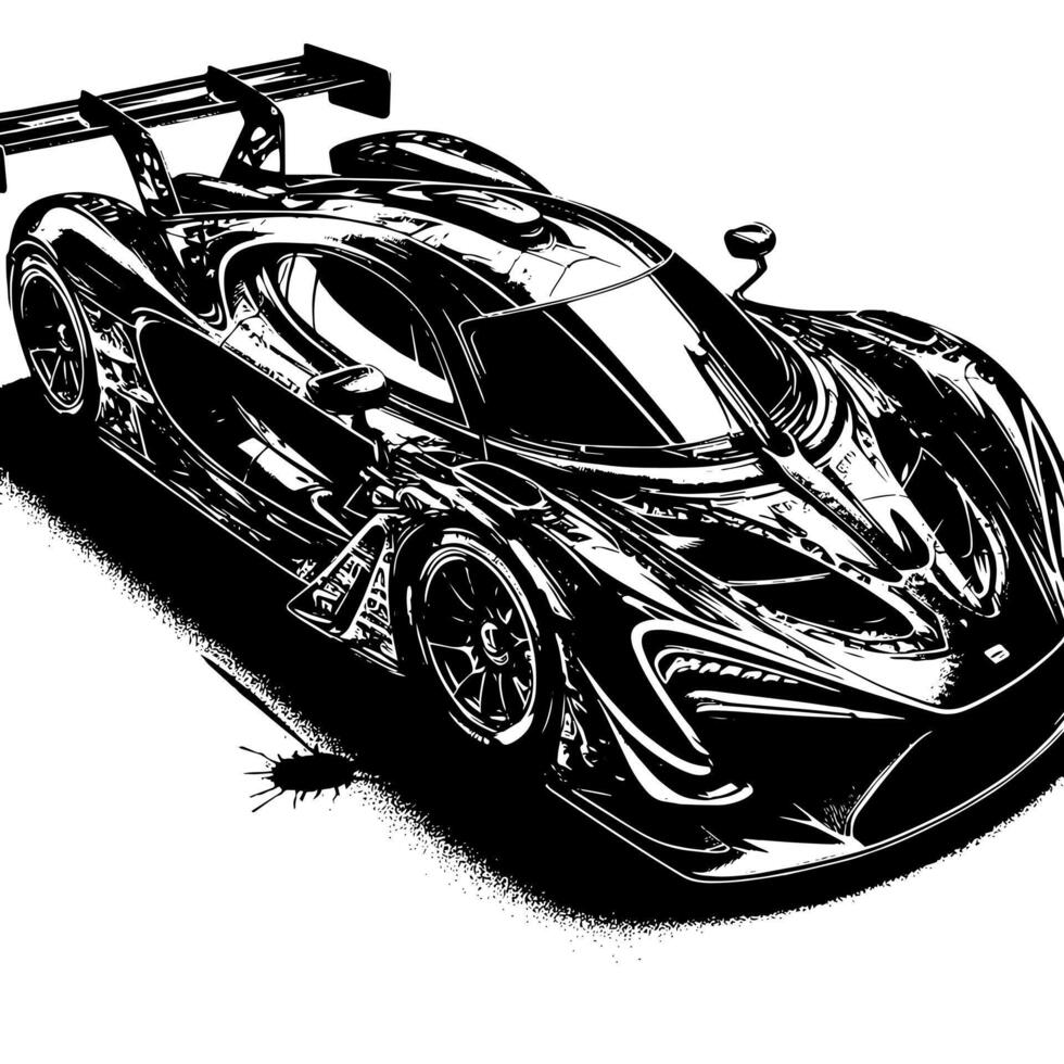 noir et blanc illustration de une hypercar des sports voiture vecteur