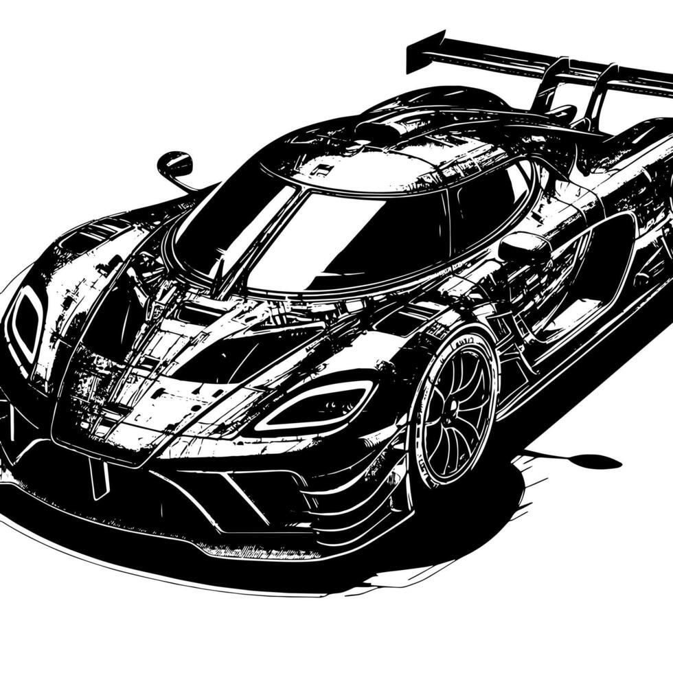 noir et blanc illustration de une hypercar des sports voiture vecteur