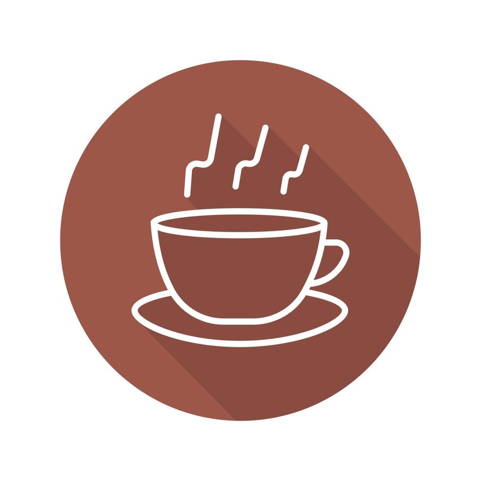 icône de café plat linéaire grandissime. tasse de café fumant chaud sur plaque. symbole de ligne de vecteur