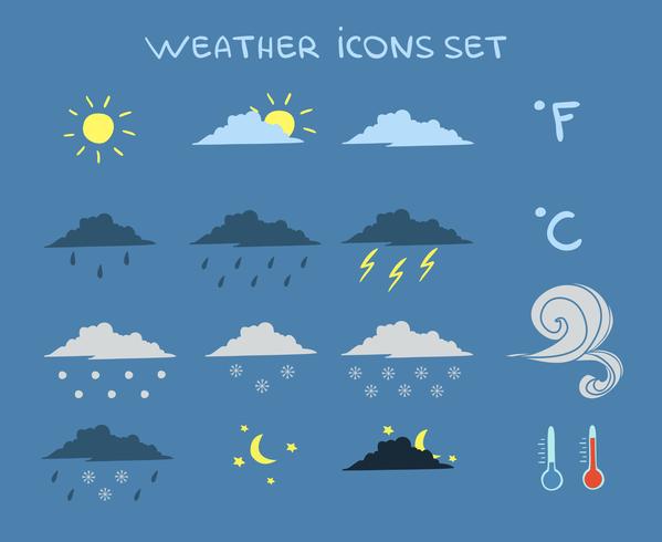 Ensemble d&#39;icônes de prévisions météorologiques vecteur