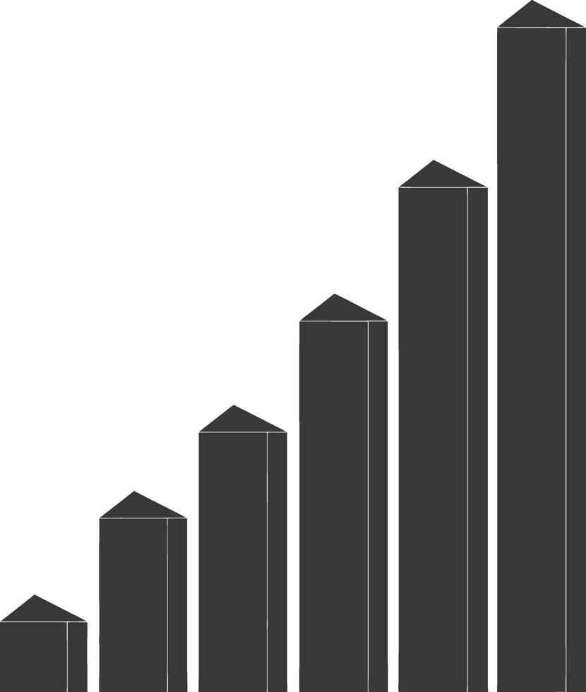 silhouette infographie bar graphique croissance 2d objet noir Couleur seulement vecteur