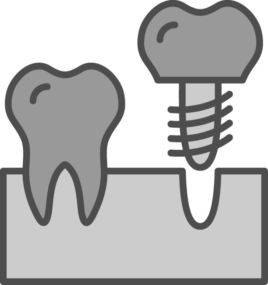 implants ligne rempli niveaux de gris icône conception vecteur