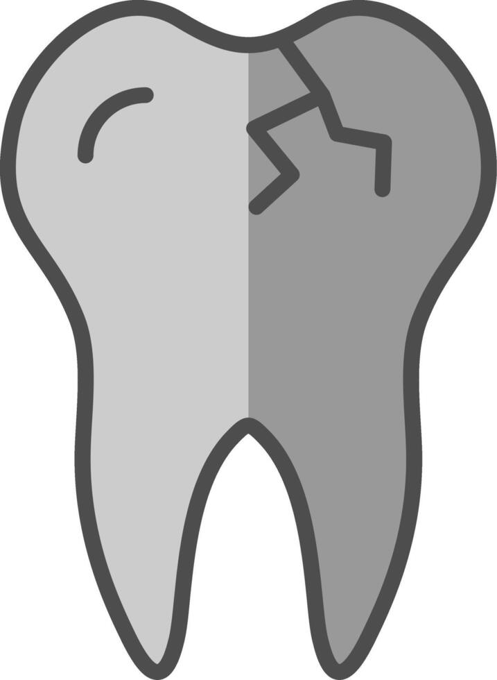 cassé dent ligne rempli niveaux de gris icône conception vecteur