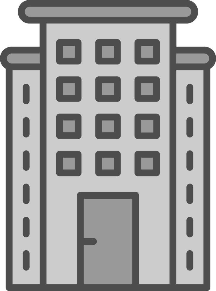 gratte-ciel ligne rempli niveaux de gris icône conception vecteur