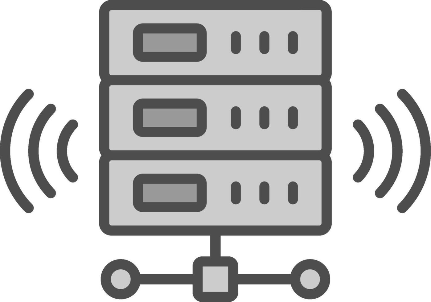 sans fil base de données ligne rempli niveaux de gris icône conception vecteur