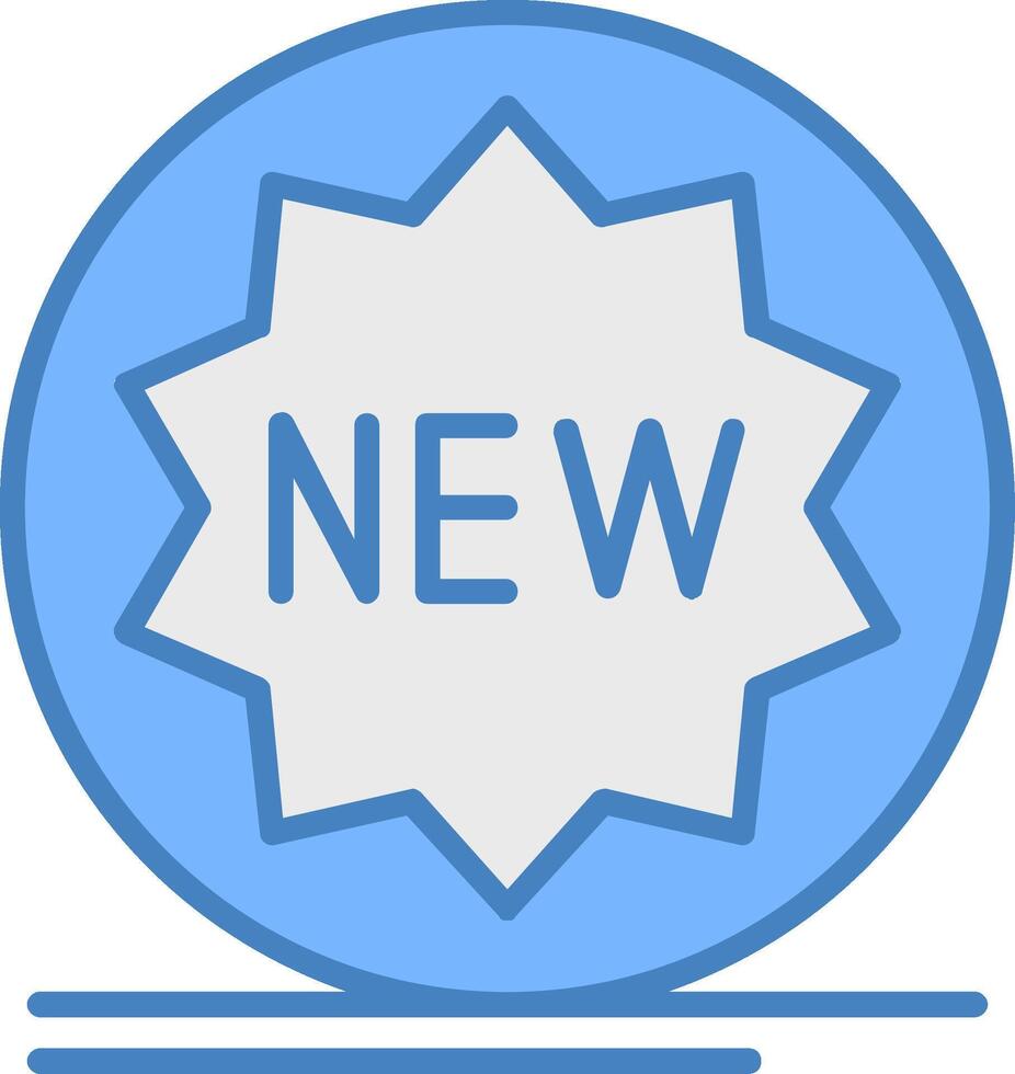 Nouveau étiquette ligne rempli bleu icône vecteur