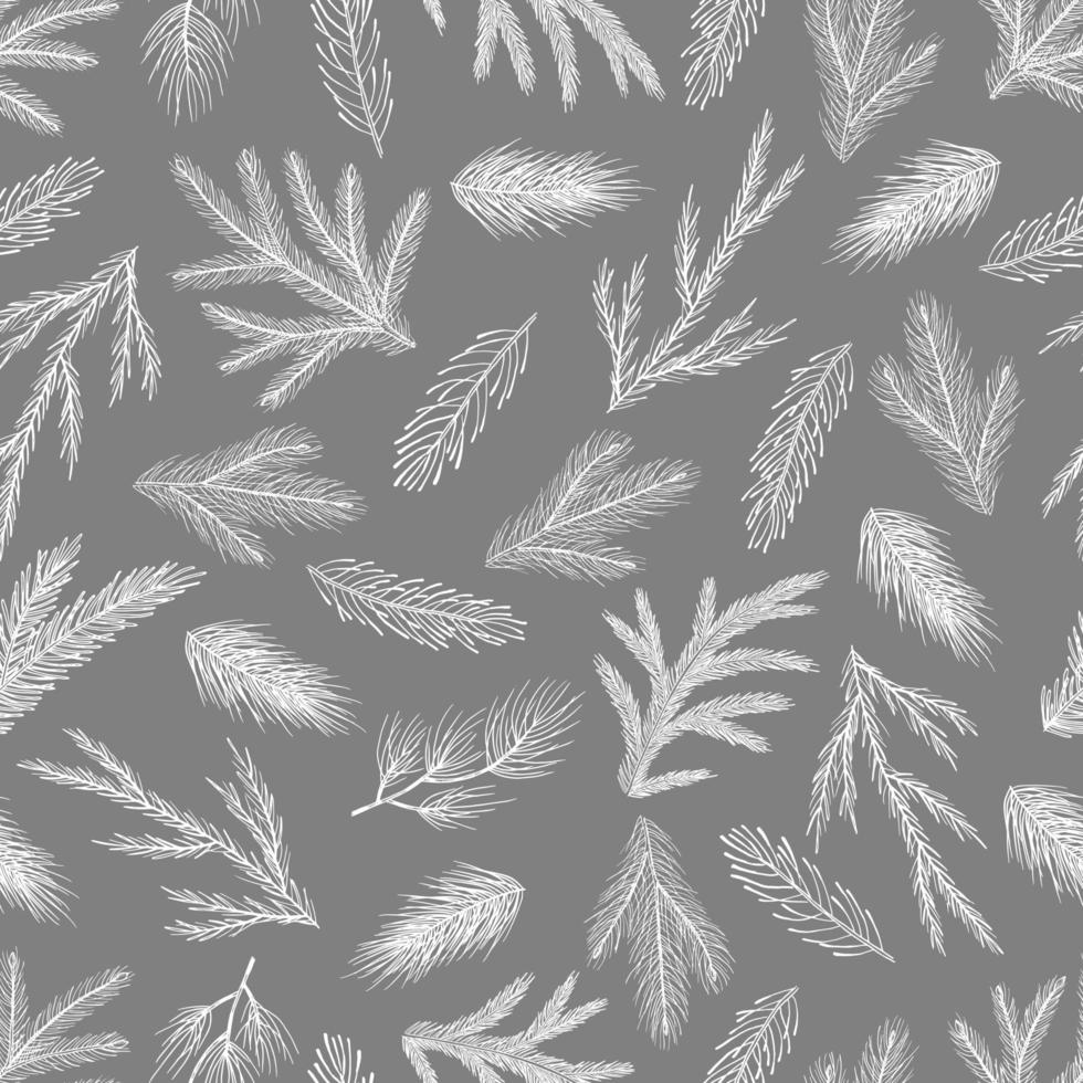 modèle sans couture de noël avec des décorations d'arbre de noël, des branches de pin illustration vectorielle de conception d'art dessiné à la main. vecteur