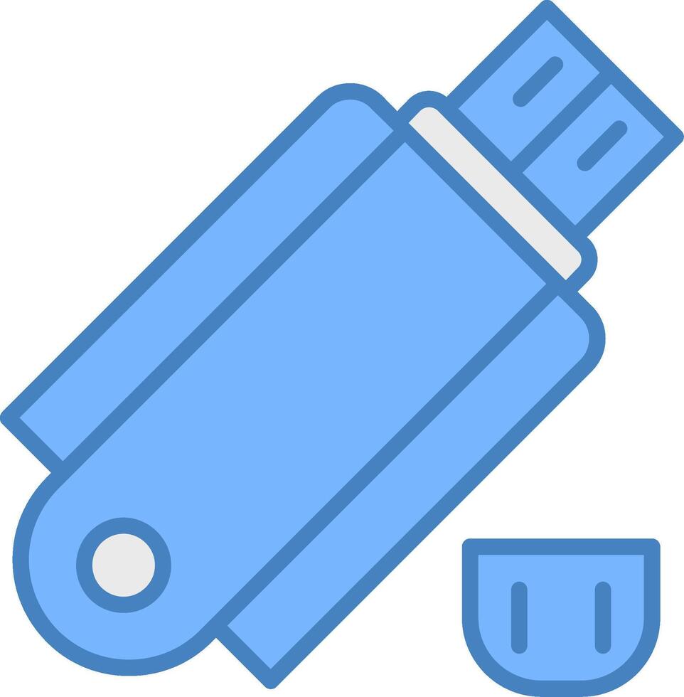 clé USB ligne rempli bleu icône vecteur