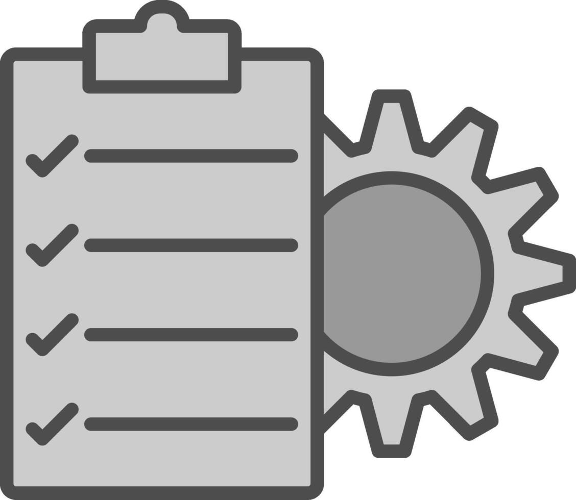 projet la gestion ligne rempli niveaux de gris icône conception vecteur