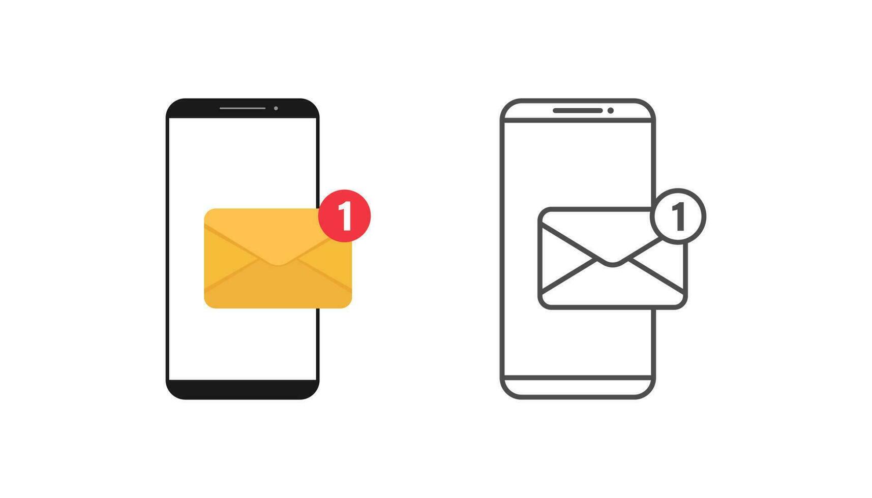 Smartphone et notification par e-mail icône vecteur signe sur fond blanc