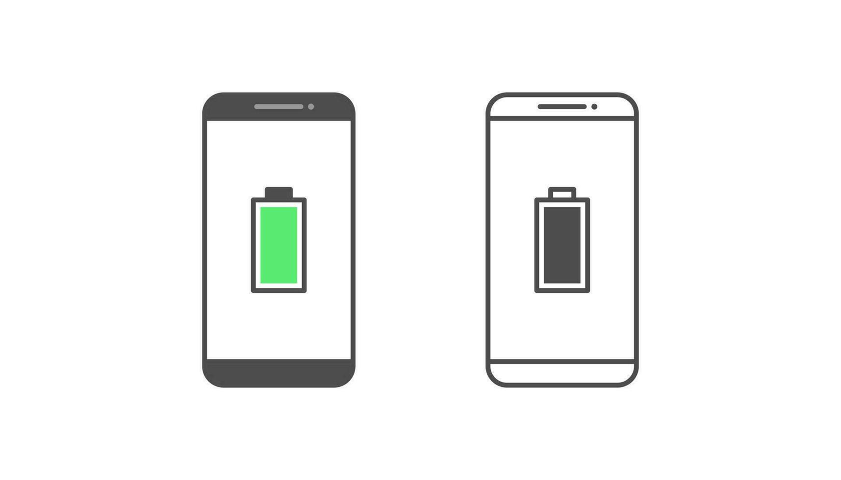 conception de vecteur de notification de smartphone et de batterie sur fond blanc