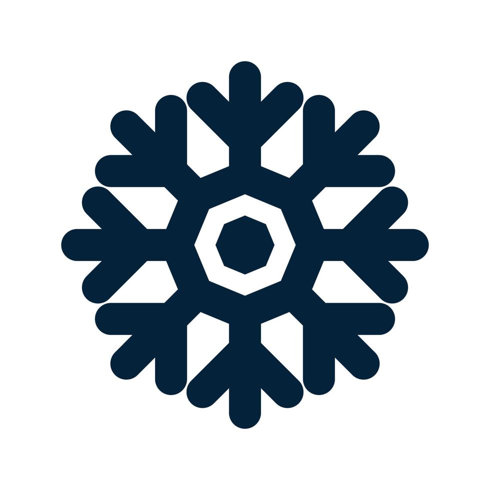 silhouette de flocon de neige. symbole traditionnel de noël et d'hiver pour le logo, le web, l'impression, l'autocollant, l'emblème, la conception et la décoration de cartes de voeux et d'invitation vecteur