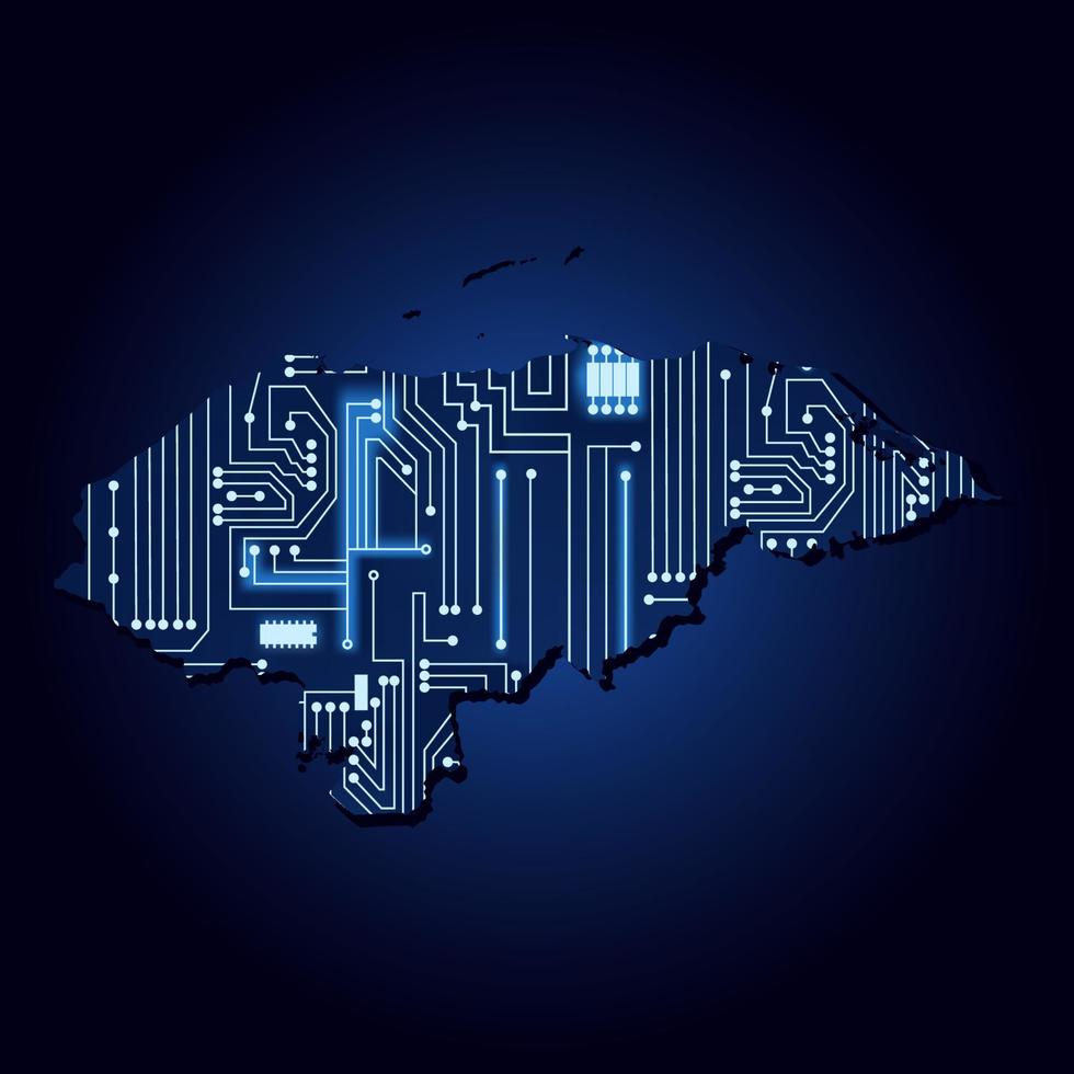 carte de contour du honduras avec un circuit électronique technologique. vecteur