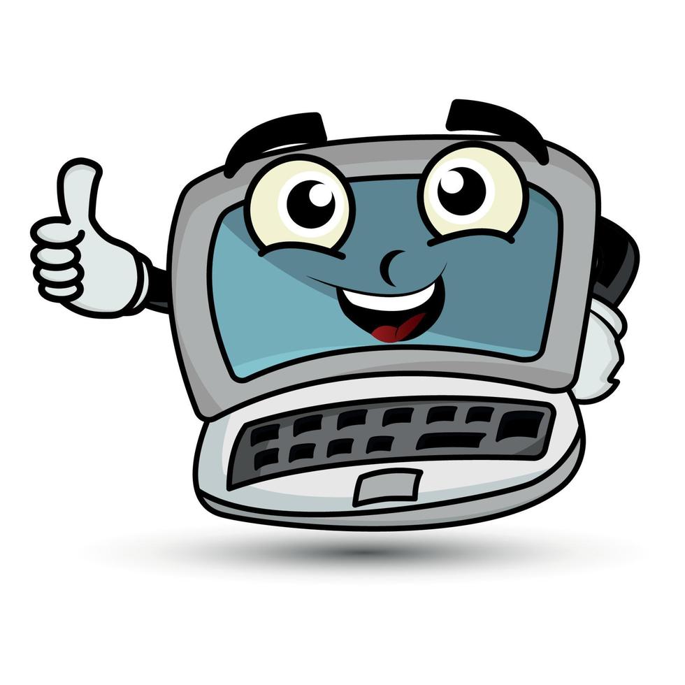 personnage de dessin animé de mascotte d'ordinateur portable illustration. style plat d'illustration. vecteur de modèle de conception