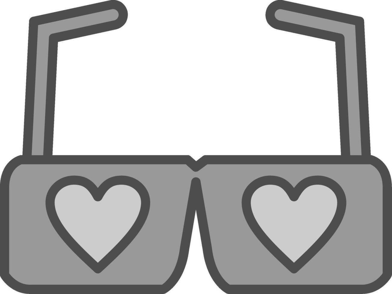 cœur des lunettes ligne rempli niveaux de gris icône conception vecteur